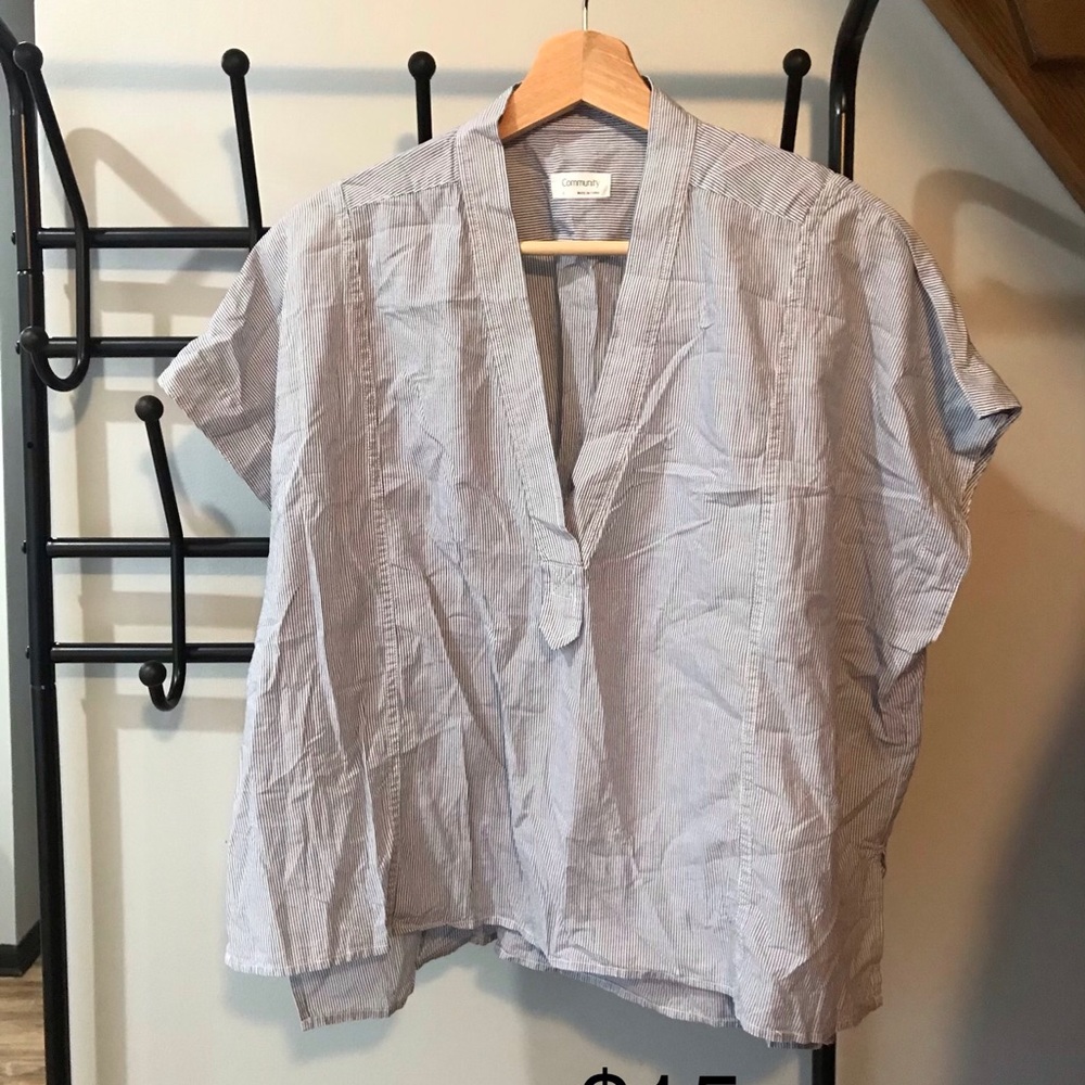 Striped V-neck shirt